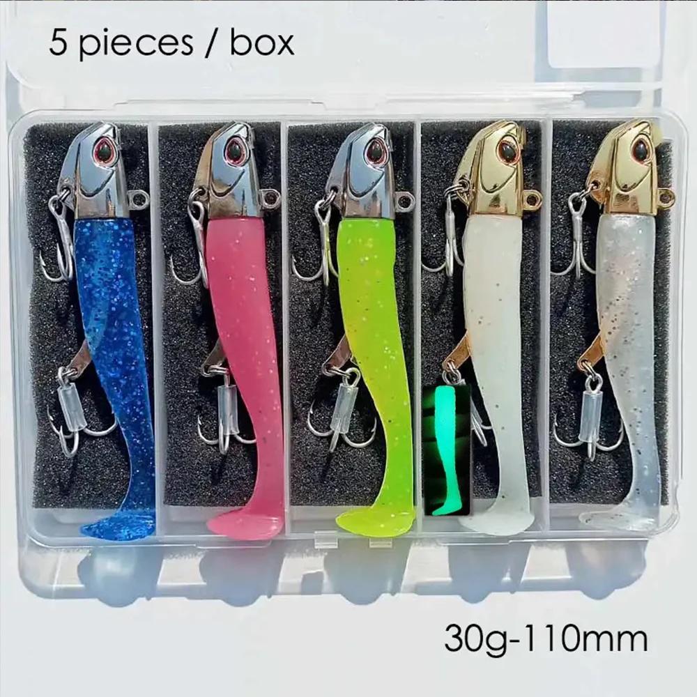 5 Leurres Maquereau Lumineux 24g/105mm pour Pêche en Mer du Bar et du Maigre
