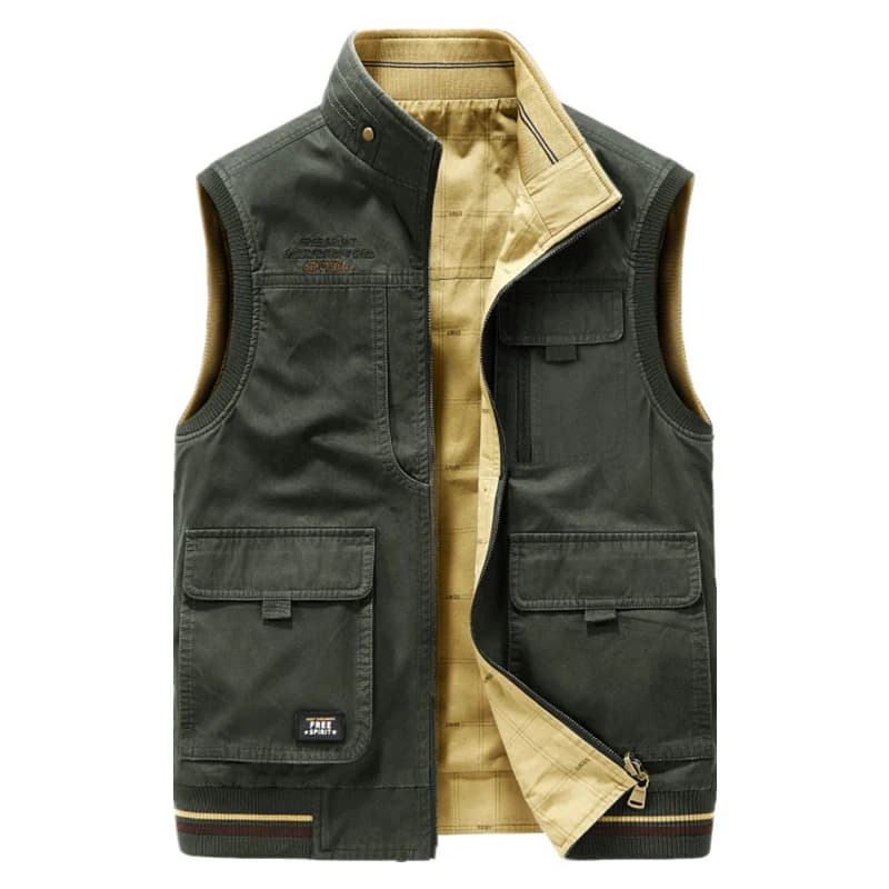 Veste de pêche homme 8XL hiver automne coton multi-poches militaire sans manches double face plus size