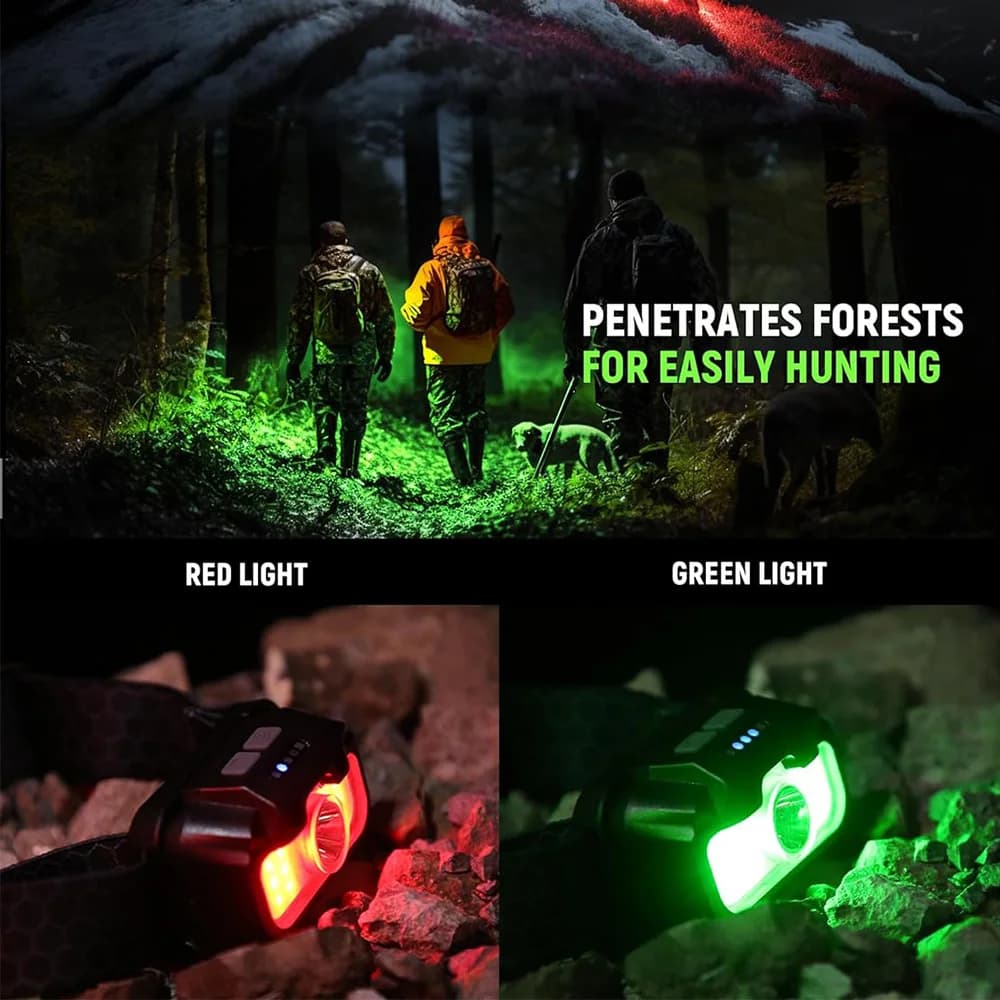 Lampe frontale puissante USB détecteur mouvement 14 modes étanche pêche camping extérieur