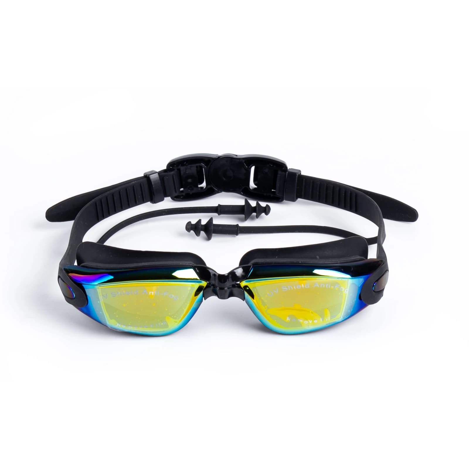 Lunettes de natation adultes miroir laser anti-buée avec bouchons d'oreilles étanches