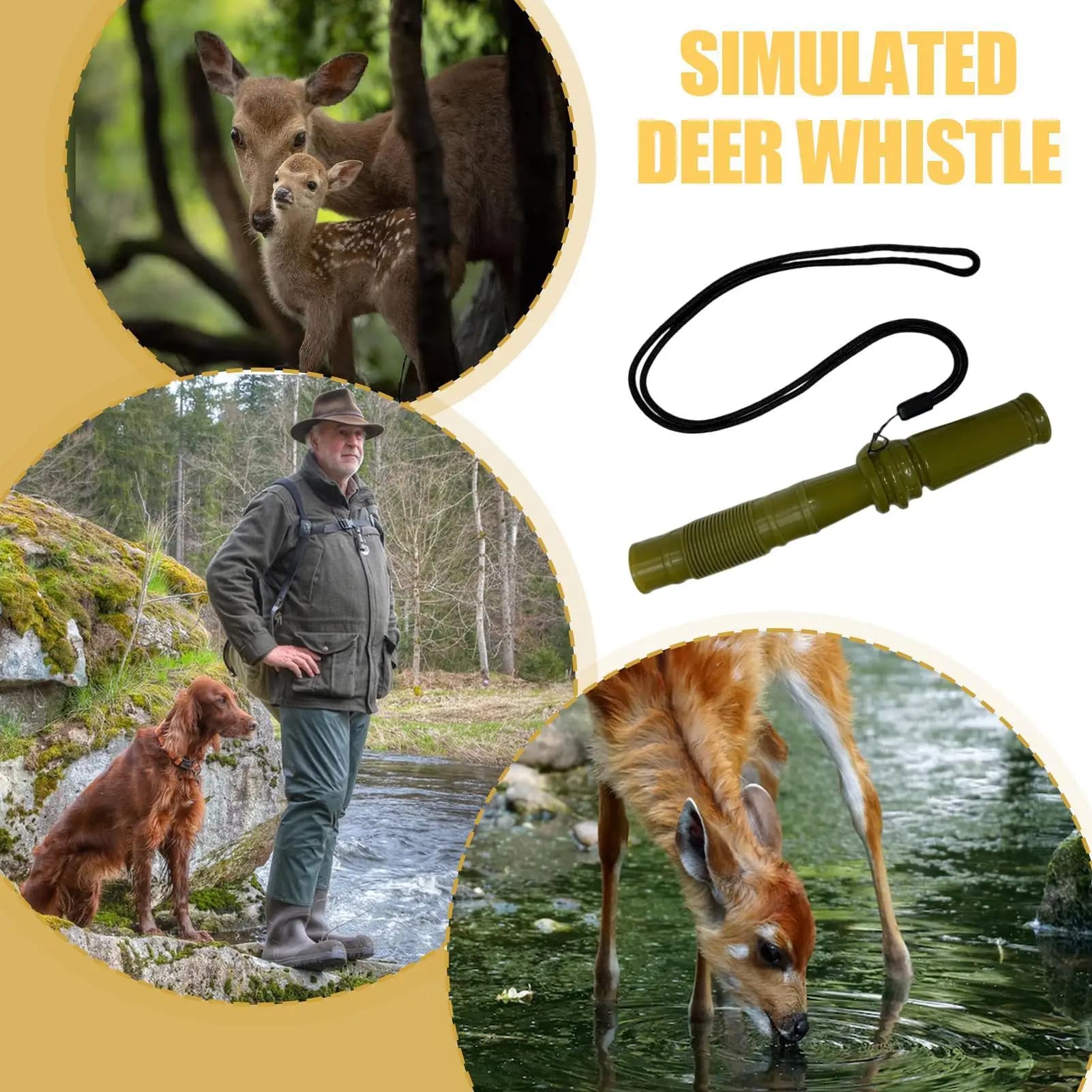 Sifflet cerf portable pour chasse - leurre petit animal équipement extérieur plage sport