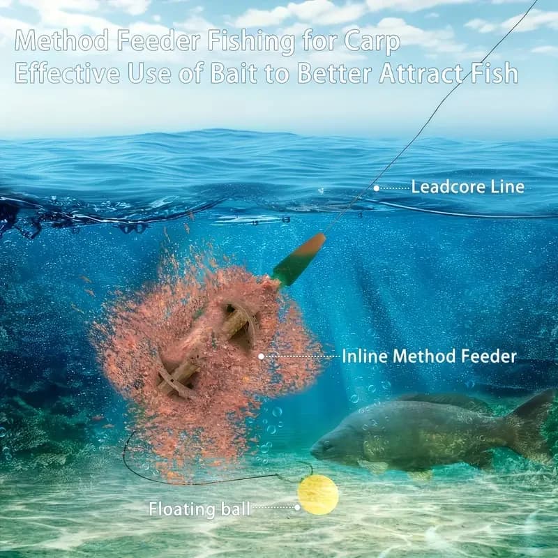 Set 5-en-1 de feeders pour pêche au fond - Poids zinc 4 grammages avec moule à libération rapide