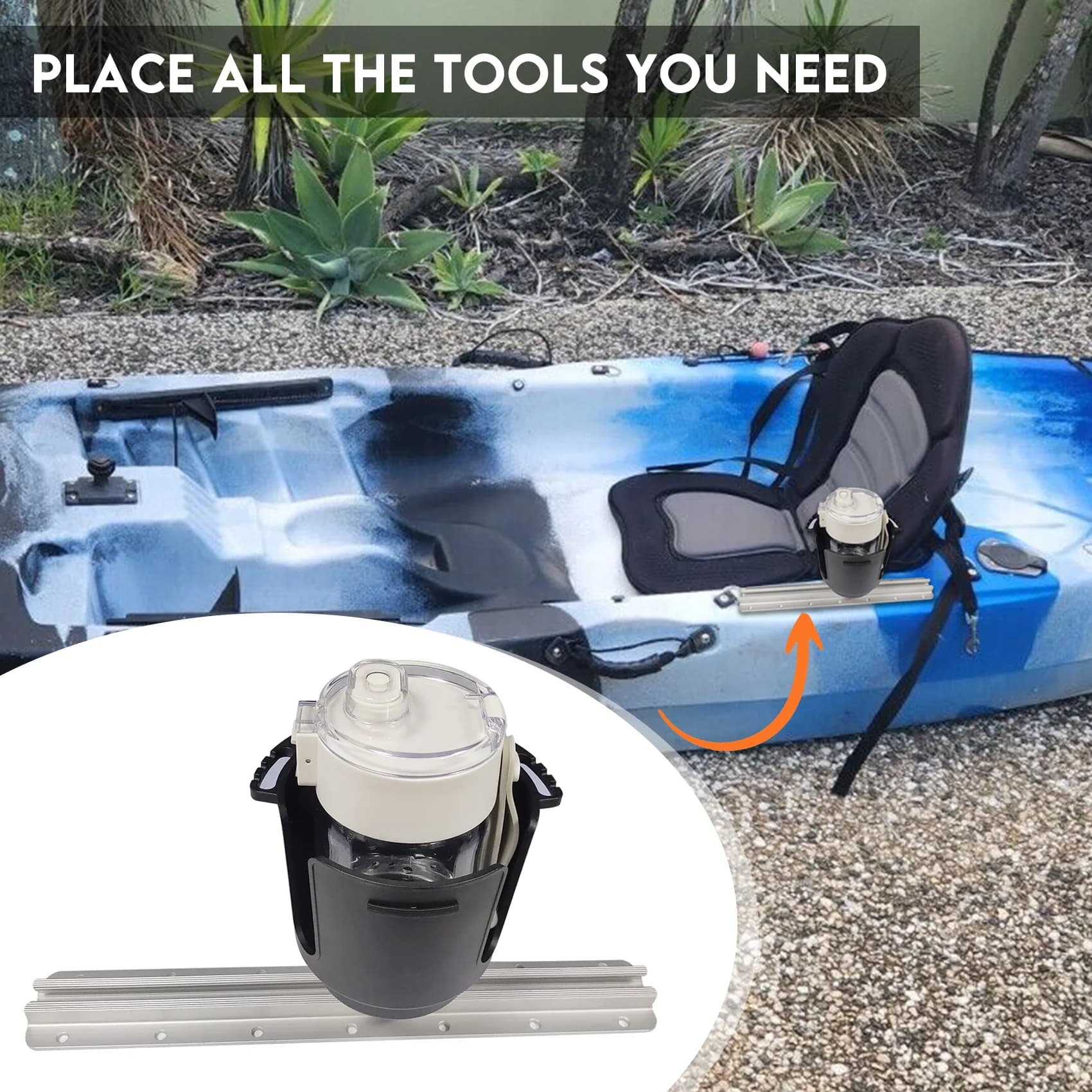 Rail en aluminium pour kayak - Système de fixation modulaire pour accessoires pêche - Support canne et monture universelle