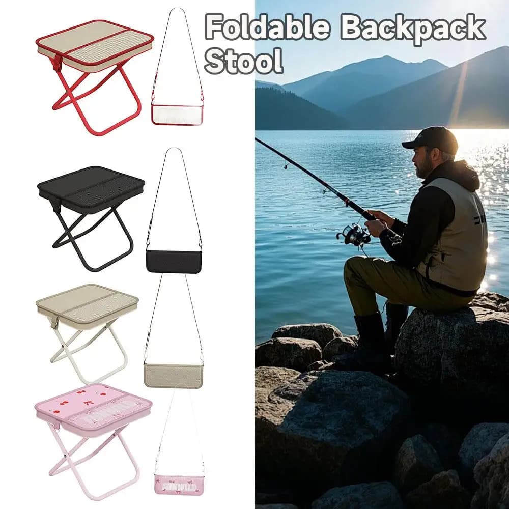Tabouret sac à dos pliable portable, siège pêche et camping léger compact pour randonnée et jardin