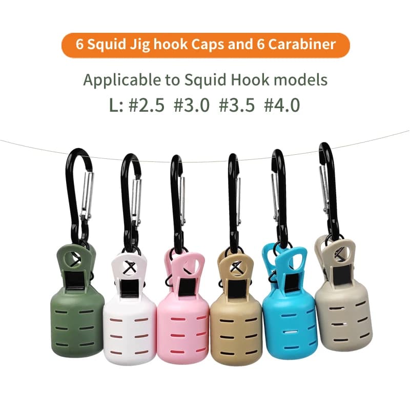 Kit protection leurre calmar 6 pièces - Capuchon appât poulpe egi avec mousqueton accessoires mer