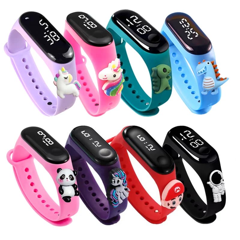 Montre étanche enfant dinosaure licorne jouet éducatif bracelet digital électronique LED pour garçon fille