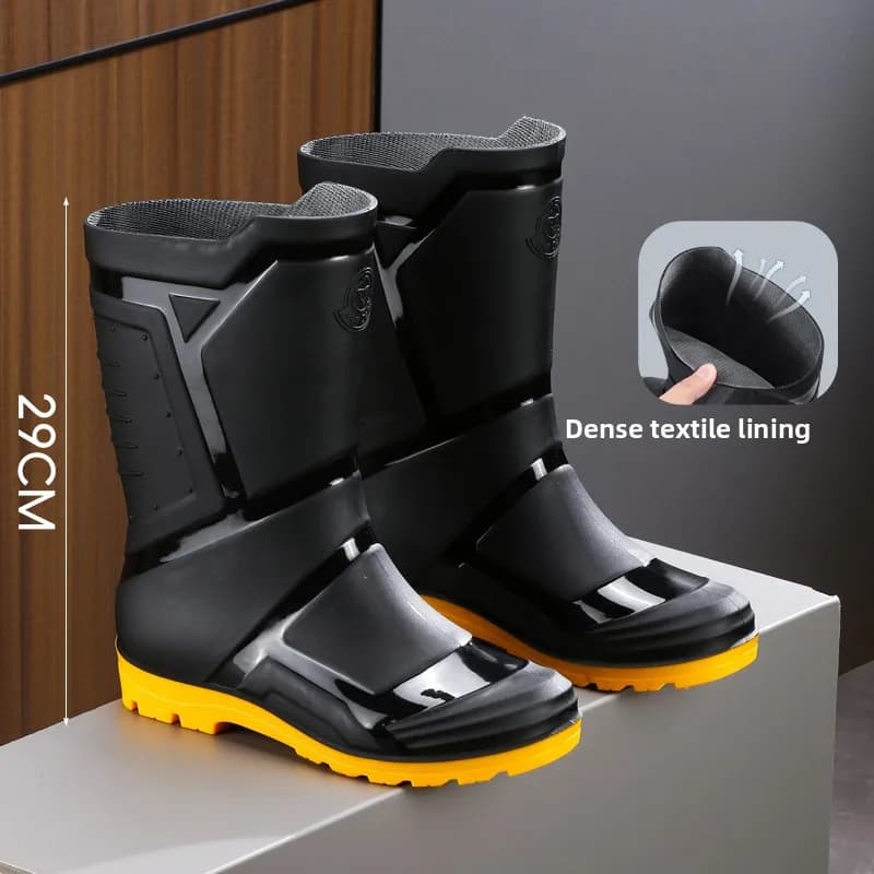 Bottes de pluie mi-mollet homme mode imperméables antidérapantes PVC épais pour pêche et loisirs extérieurs