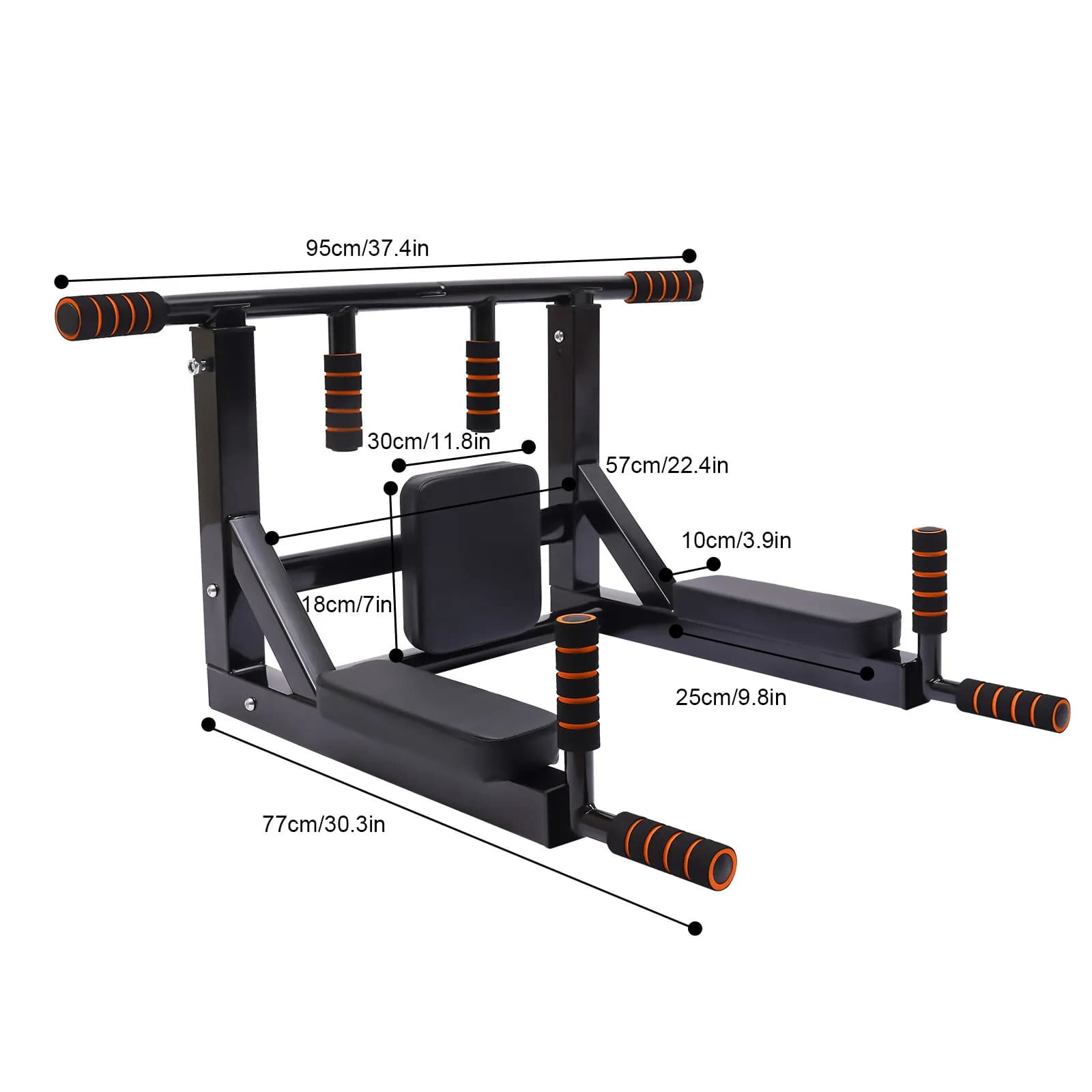 Station dips murale multifonction 200kg - Barre de traction et dips - Équipement fitness maison complet