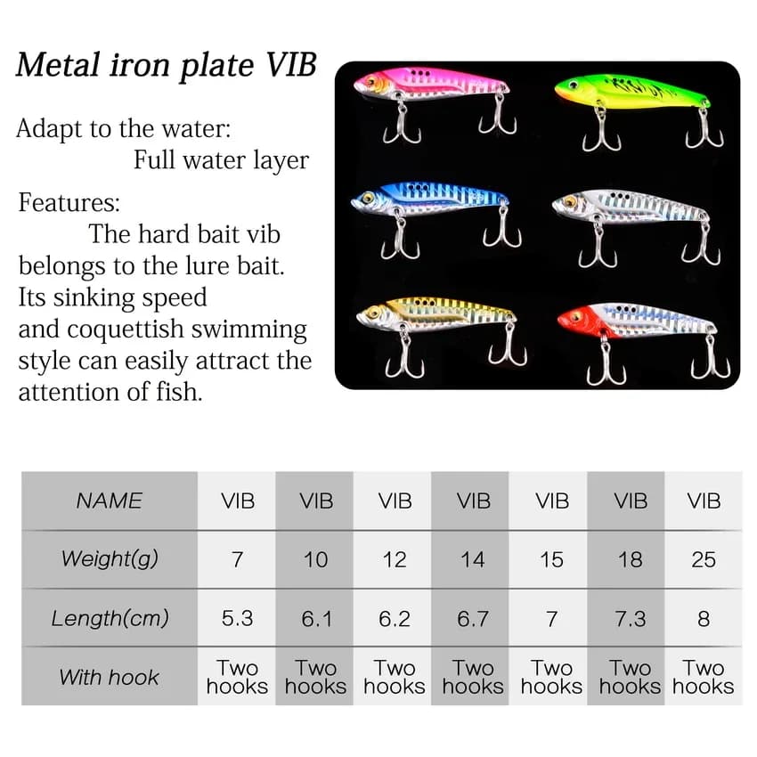 Leurre métal vib blade coulant 7g à 25g vibration swimbait pour pêche du brochet et de la perche