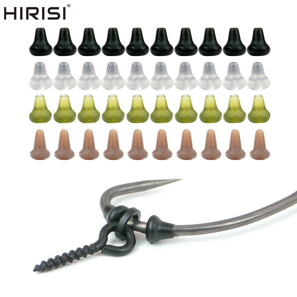 Lot de 50 stoppeurs Hirisi pour hameçons de pêche à la carpe, accessoires en caoutchouc souple 4 couleurs