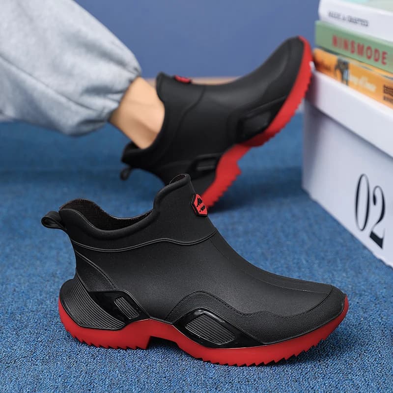 Chaussures de pluie homme courtes antidérapantes résistantes pêche cuisine bottes caoutchouc