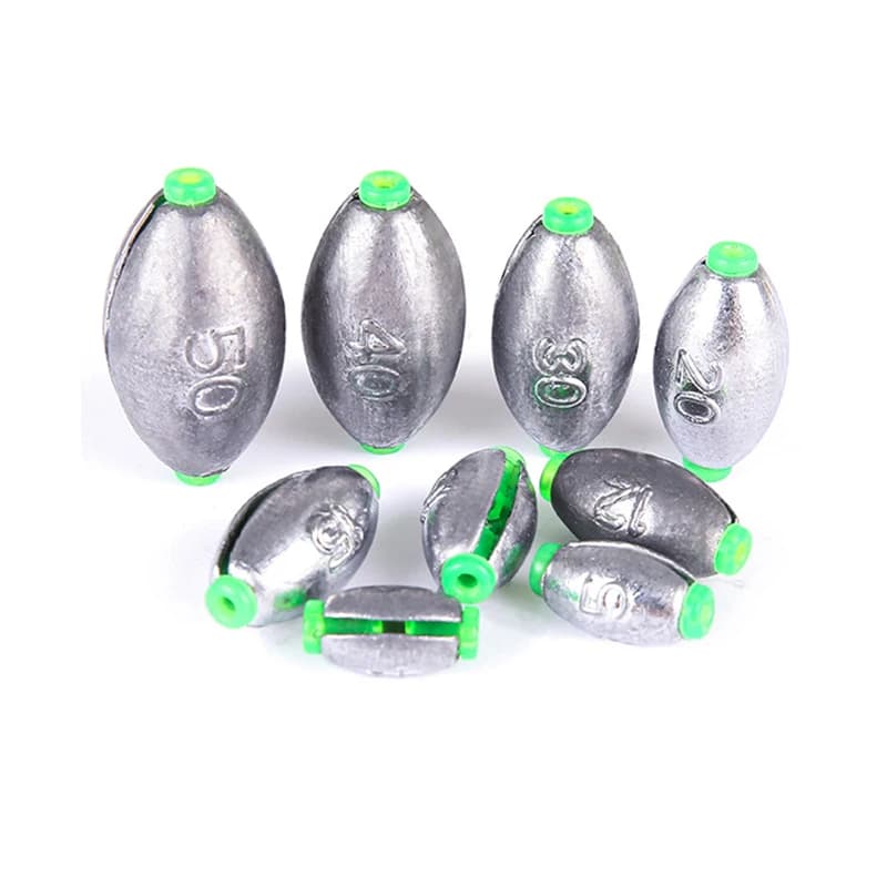 Plombs olive avec tube plastique 2g-50g - Plombs ouverts écailles pour pêche mer changement rapide