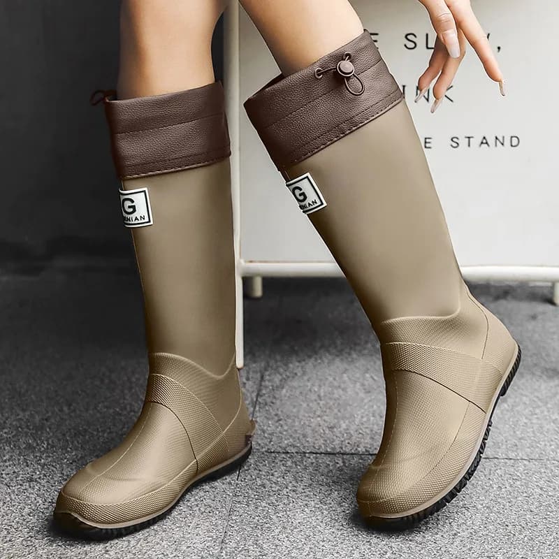 Bottes de pluie couple homme femme mode long tube caoutchouc anti-dérapant pêche extérieur