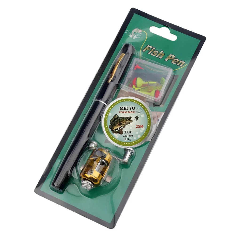 Kit pêche complet canne+moulinet+ligne - Canne télescopique stylo pliable pour pêche nomade et voyage