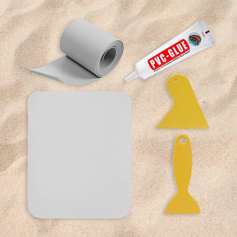 Kit réparation bateau gonflable - 5 pièces patchs PVC colle étanches kayak piscine canoë matelas air