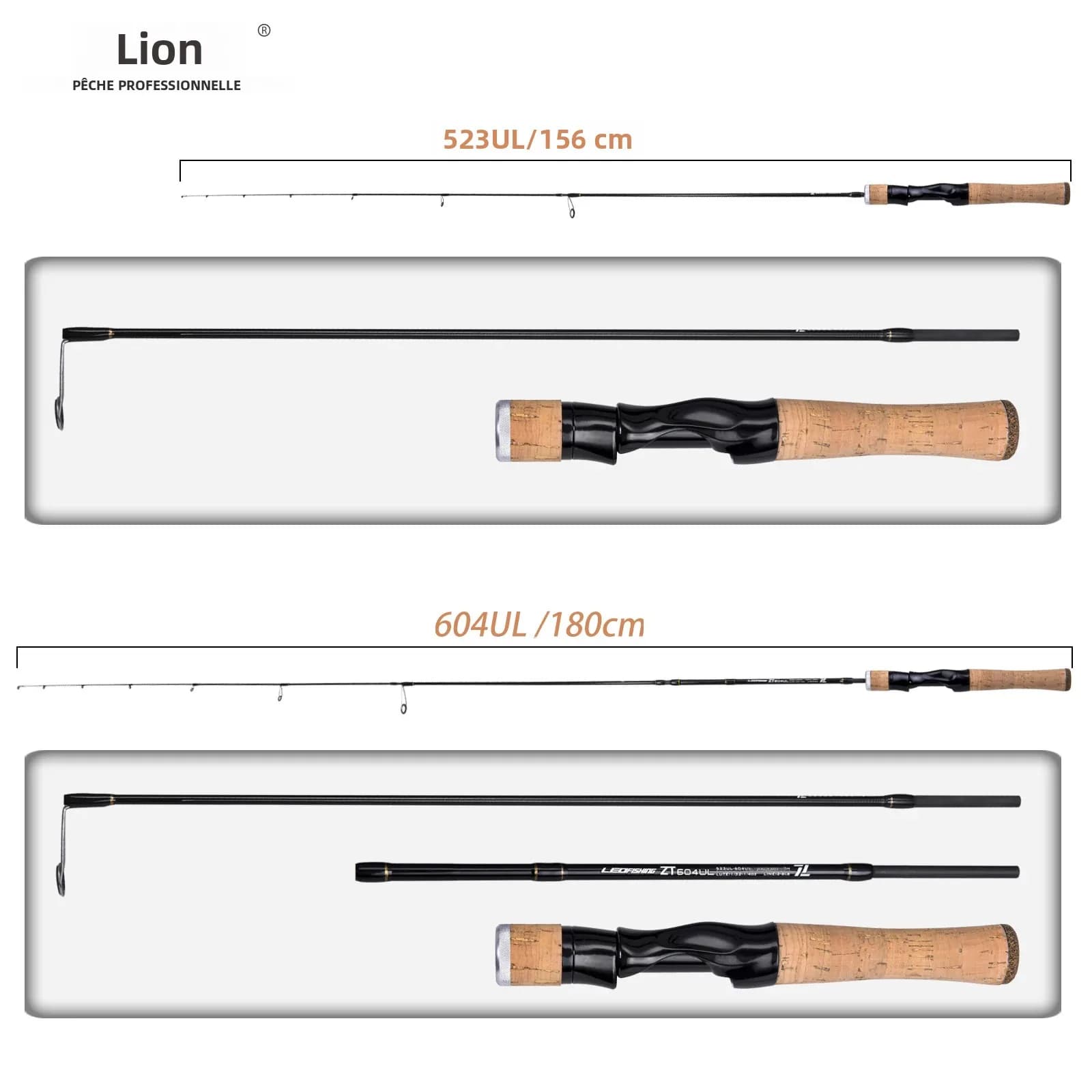 Canne pêche carbone LEOFISHING spinning casting UL bait finesse 523/604, accessoire leurre ultraléger pour matériel pêche