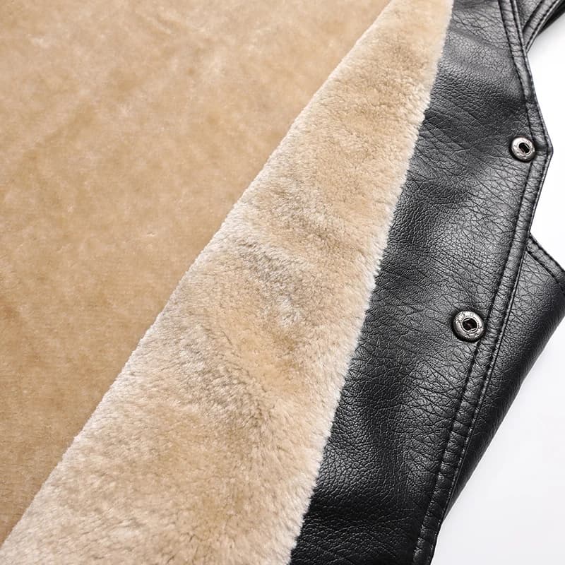 Veste polaire chaude hiver 2024 pour homme, doublure intérieure en cuir, décolleté V, sans manches, vêtement décontracté extérieur