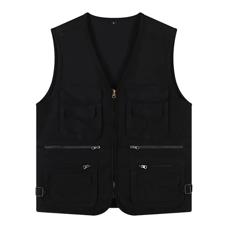 Veste de pêche été homme grande taille coton - 16 poches multiples pour photographie et accessoires