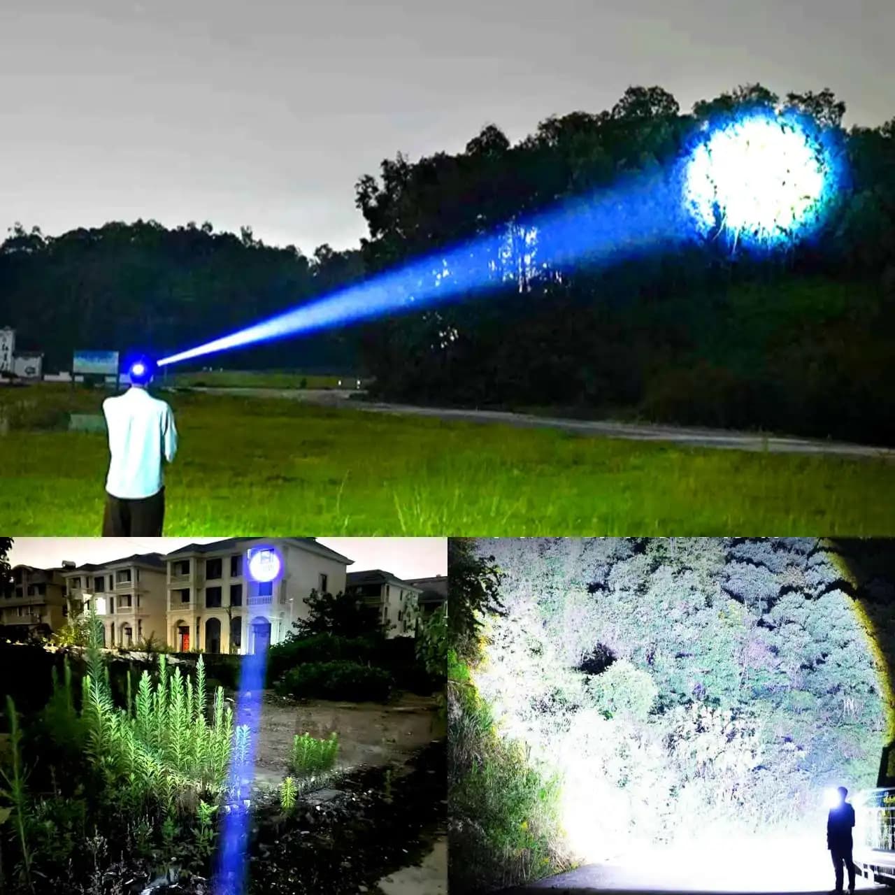 Frontale LED 18000000LM blanche/jaune 3km de portée pour pêche côtière et camping extrême