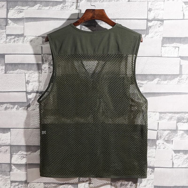Gilet sport léger en mesh pour pêche d'été - Respirant fermeture éclair activités extérieures camping