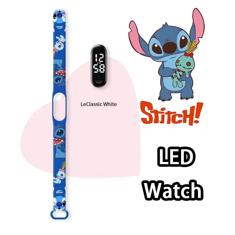 Montre enfant Disney Lilo et Stitch électronique LED lumineuse étanche - Idée cadeau anniversaire sport silicone