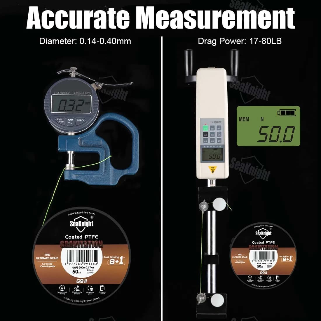 Ligne SeaKnight Gravitation9II 9 brins PE anti-UV 150M-300M pour pêche en mer haute performance
