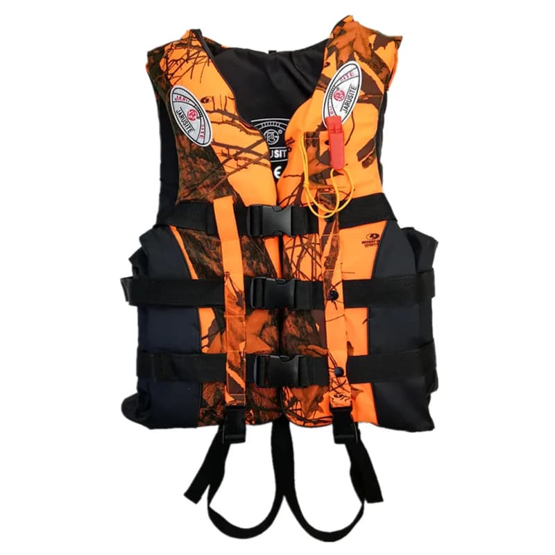 Gilet de sauvetage adulte réglable S à XXXL pour activités nautiques et pêche, avec sifflet et flottabilité ajustable