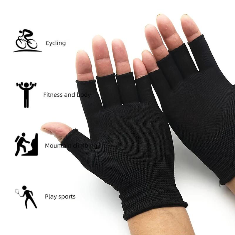 Gants de travail pêche résistants noir nylon tricoté respirants élastiques protection extérieure unisexe