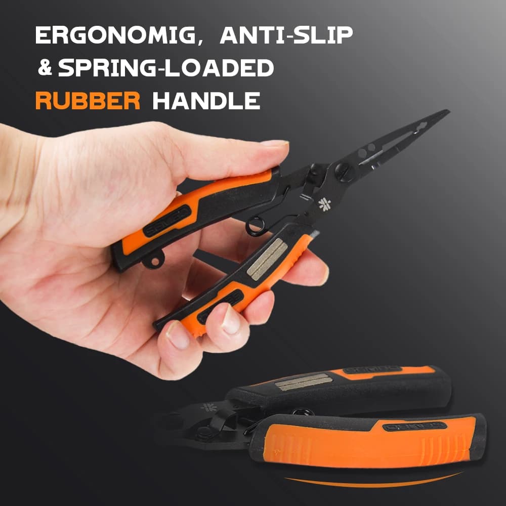 Pinces multifonctions ZUKIBO avec affûteur hameçon - outils pêche inox revêtement PTFE durable