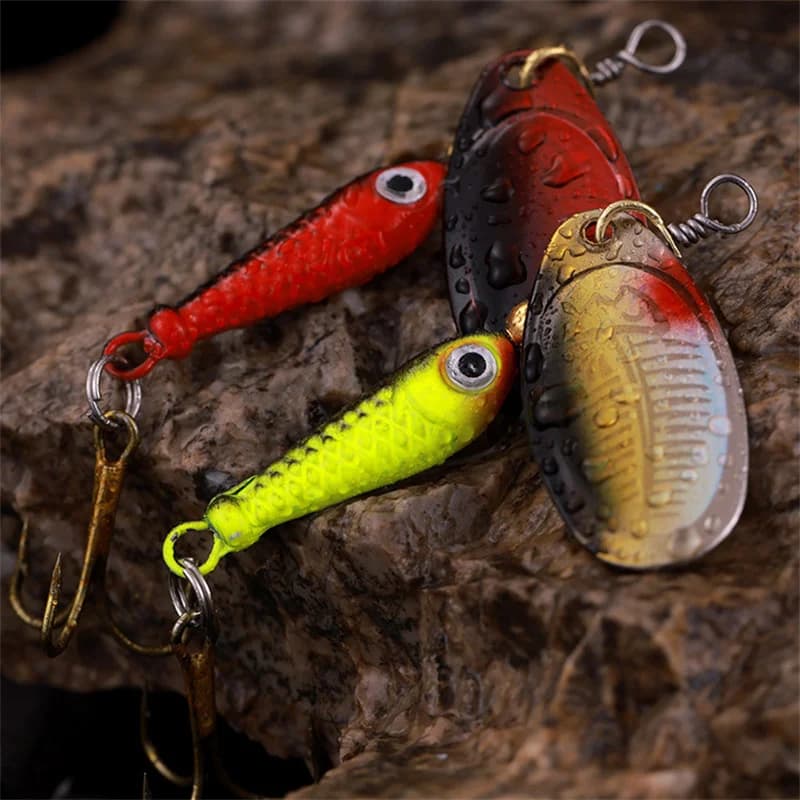 Leurre métal tournant 9,1g 7cm avec sequins pour brochet sandre perche et black bass