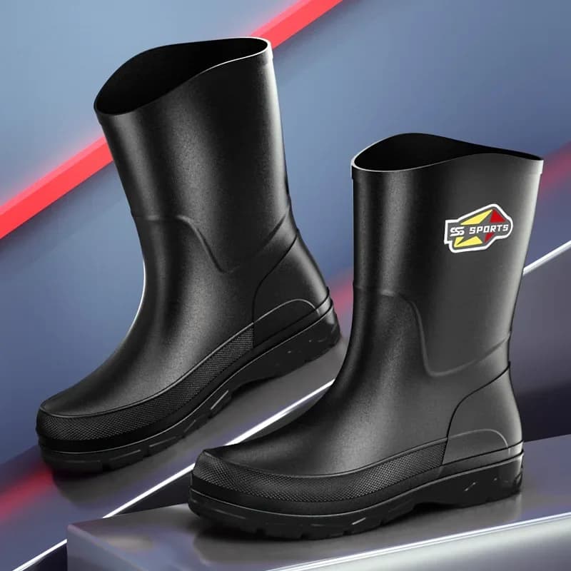 Bottes pêche mode homme mi-mollet éco-responsables - Chaussures grande taille 39-48 PVC antidérapantes plates