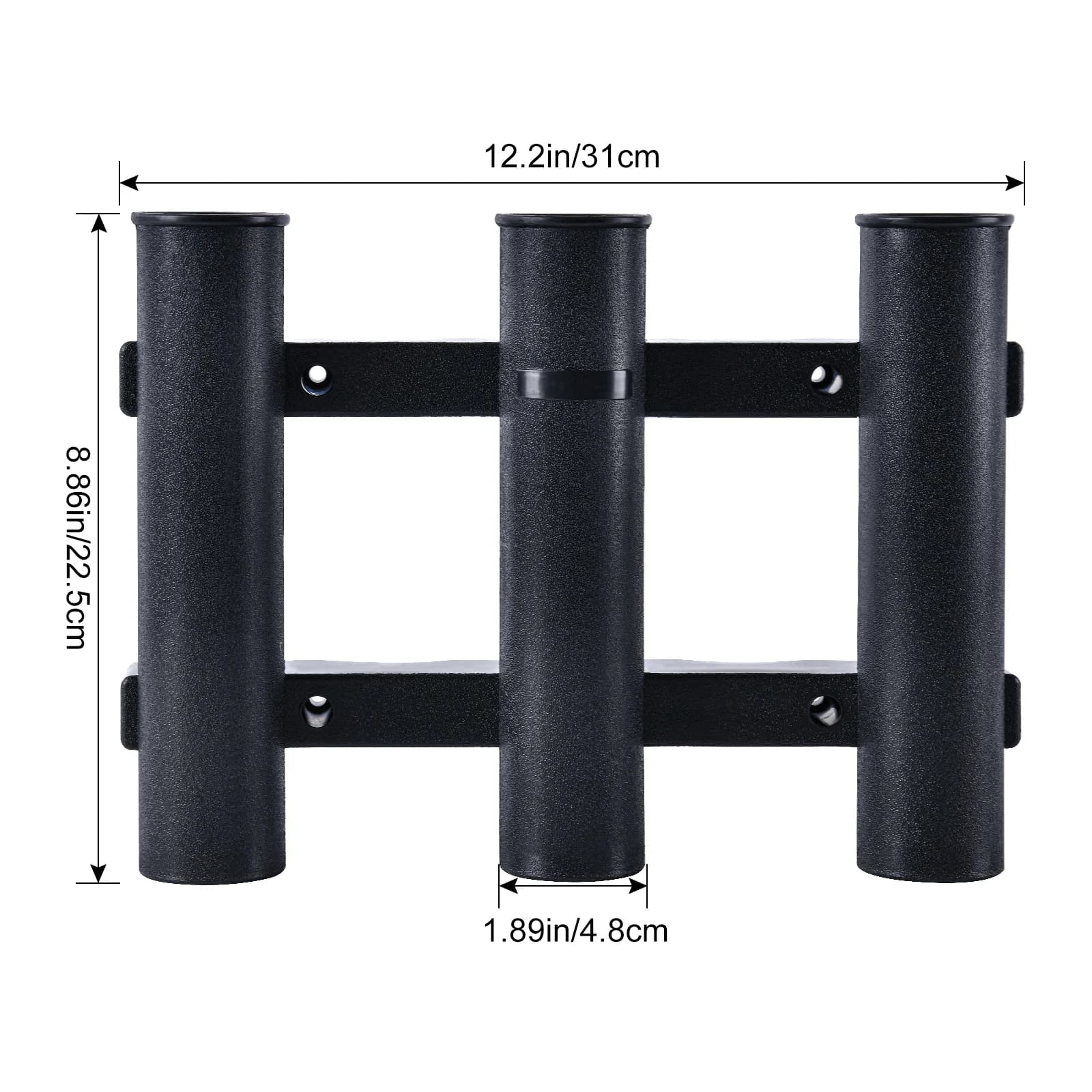 Support 3 cannes de pêche pour bateau - Porte-cannes marine noir Goture avec fixation tube plastique