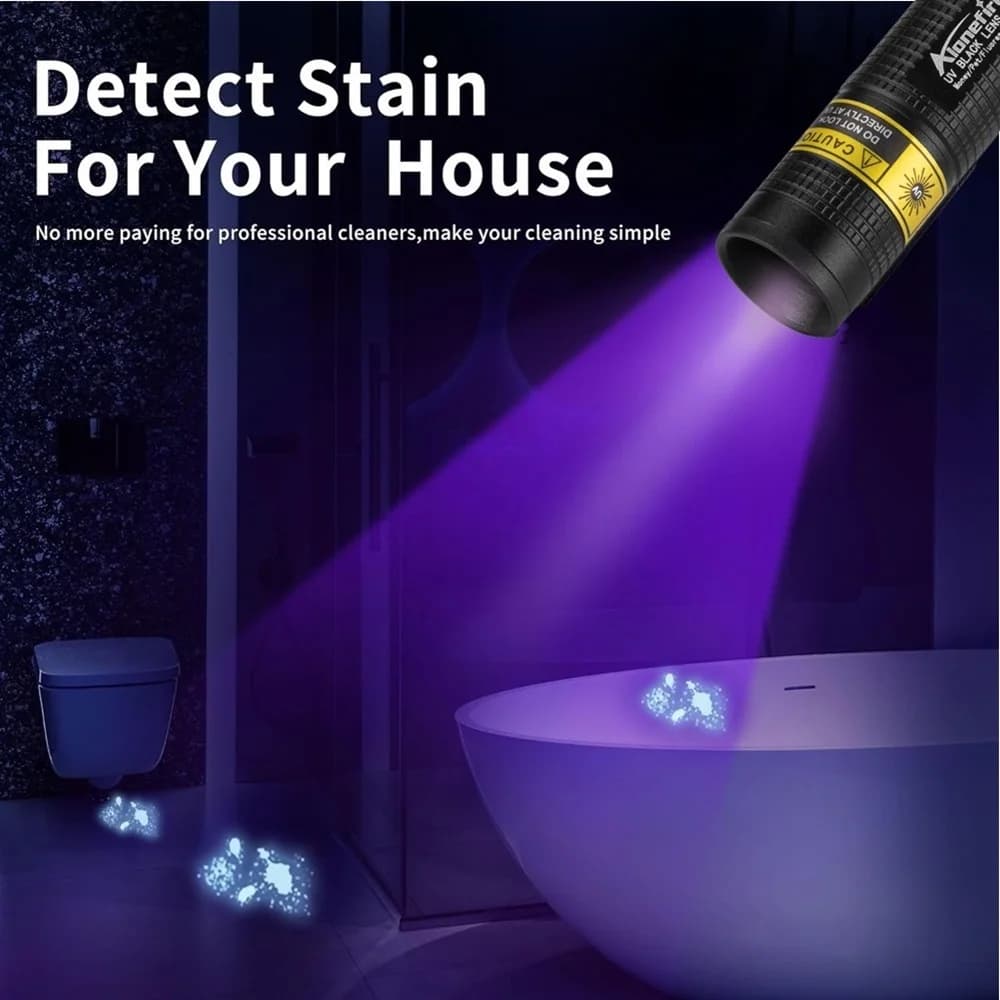 Lampe UV 365nm rechargeable USB pour détection fuites, taches animaux, minéraux et scorpions