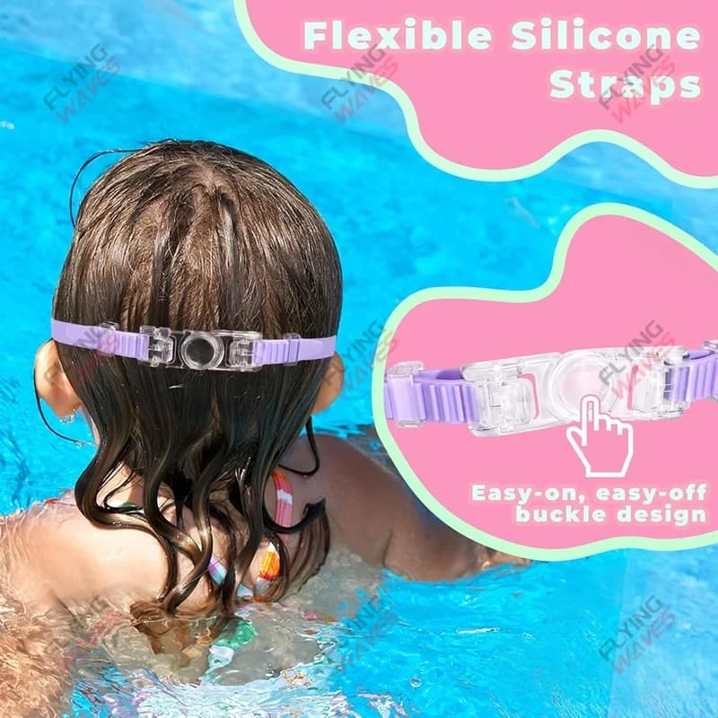Lunettes de natation enfants colorées anti-UV - Modèle anti-buée étanche pour 3 à 15 ans