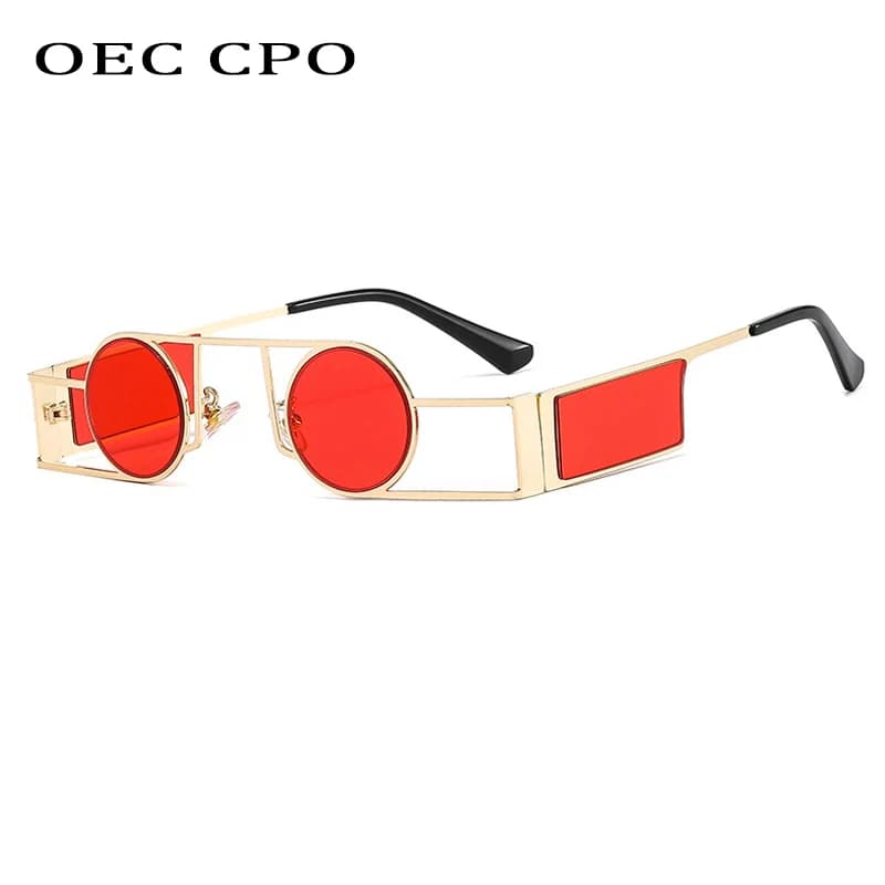 Lunettes de soleil rétro punk rondes métal steampunk UV400 pêche outdoor OEC CPO