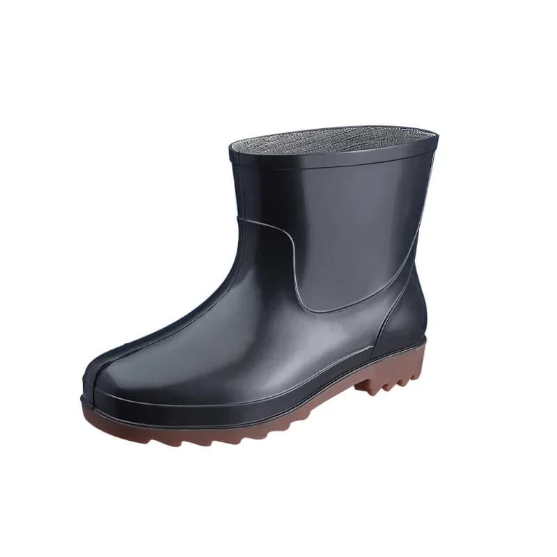 Bottes pluie plastique courtes rondes antidérapantes automne résistantes semelle PVC tendons hommes