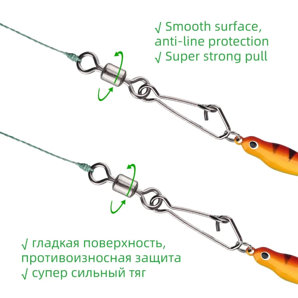 Barillet de pêche DNDYUJU 10-100PCS avec émerillon roulant pour hameçons et leurres - Accessoires
