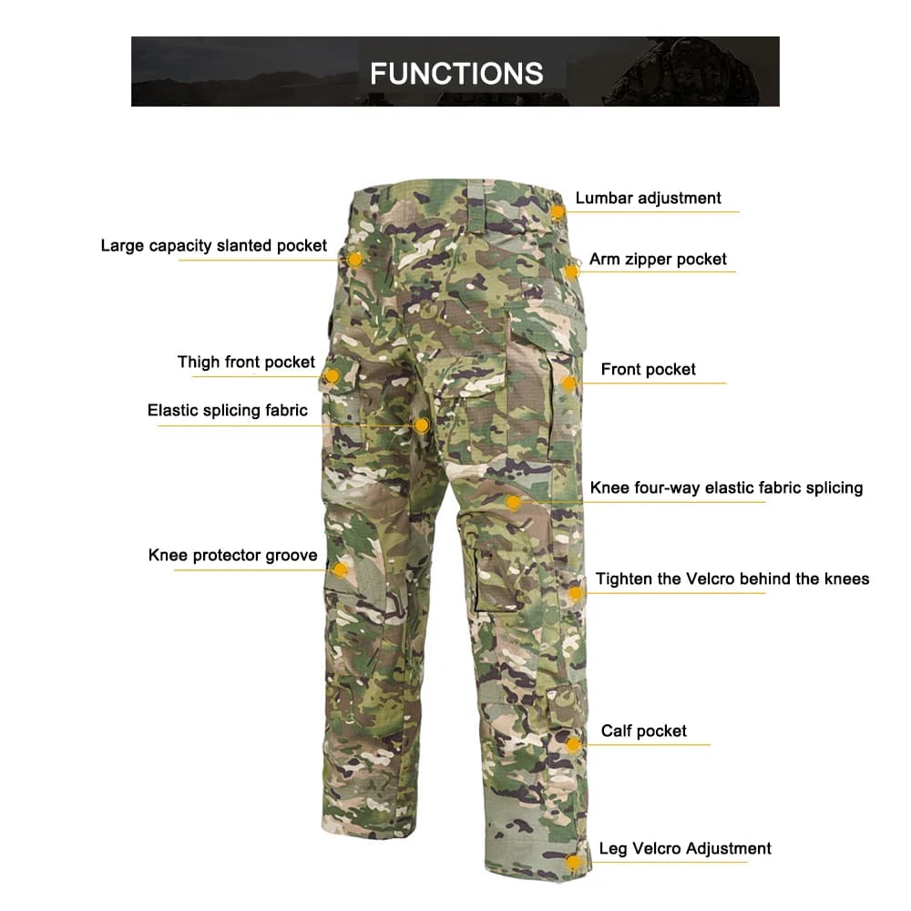 Pantalon combat camouflage cargo tactique randonnée pêche entraînement multicam homme