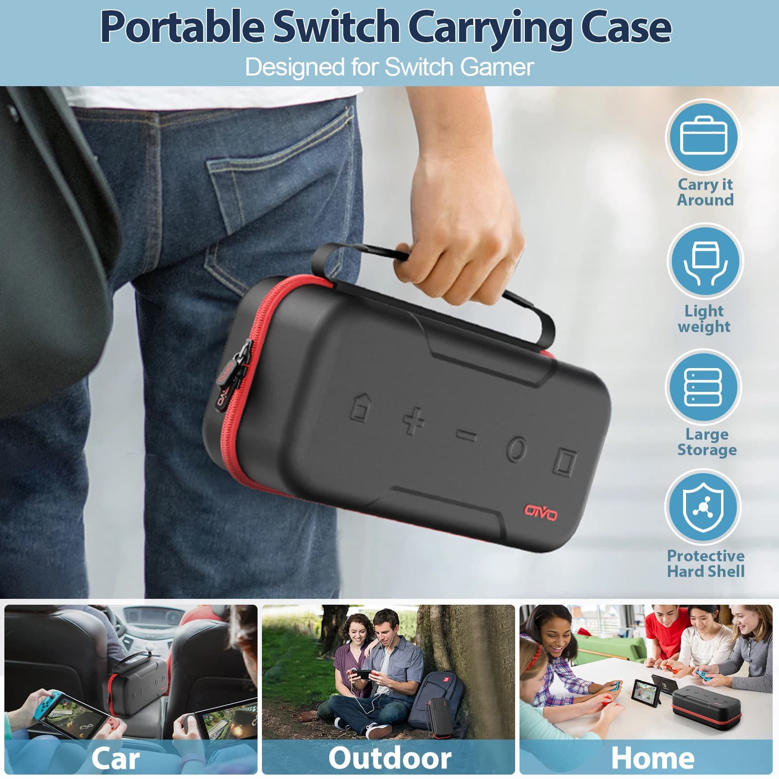 Étui de transport grande capacité pour Nintendo Switch OLED - protection anti-rayures et étanche