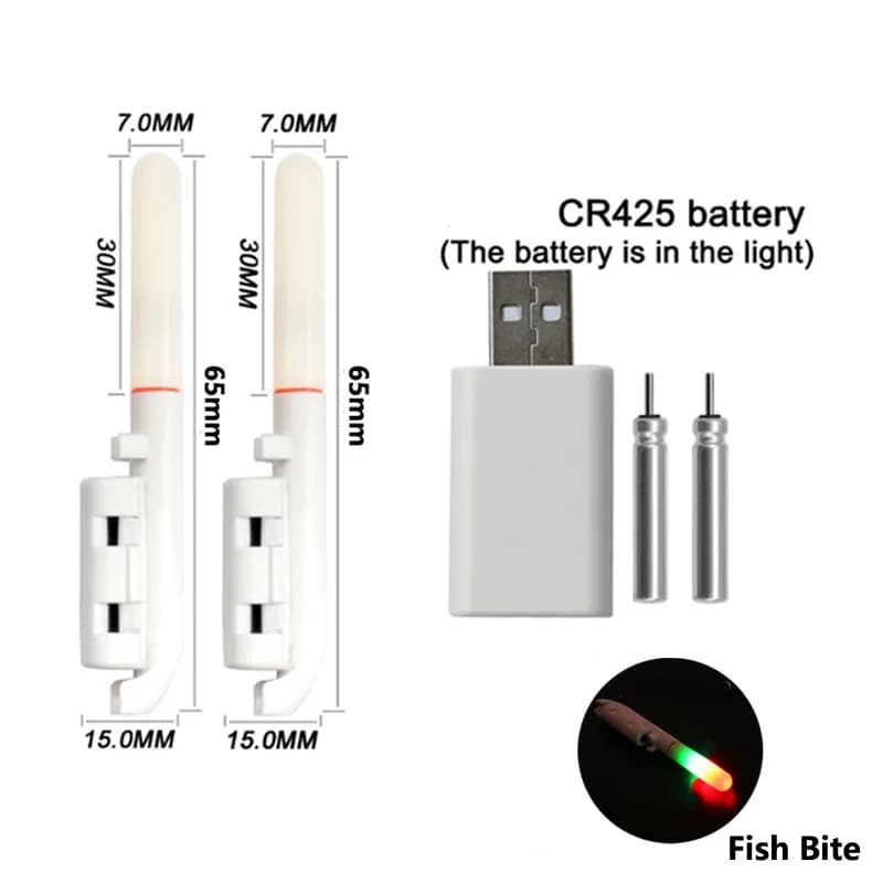 Canne électronique pêche lumière rouge clignotante batterie CR425 recharge USB nuit