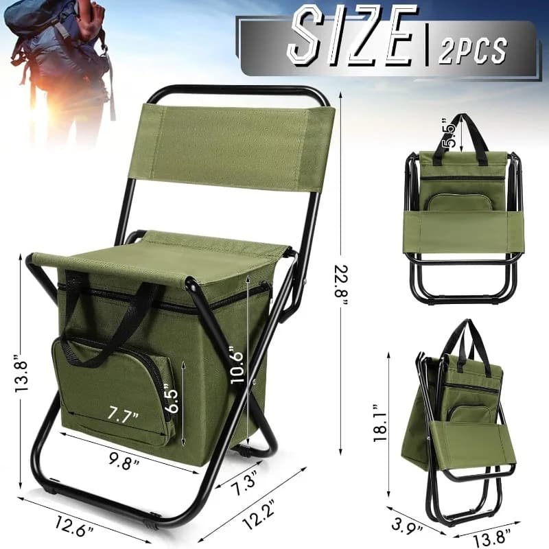 Chaise de pêche pliable avec glacière intégrée - Support 100kg pour pêche et camping