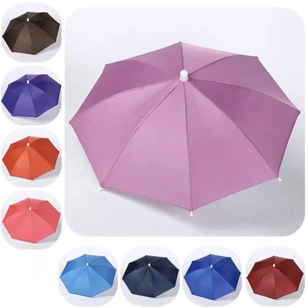 Chapeau parapluie outdoor pliable anti-vent - Équipement pêche portable pour plage camping