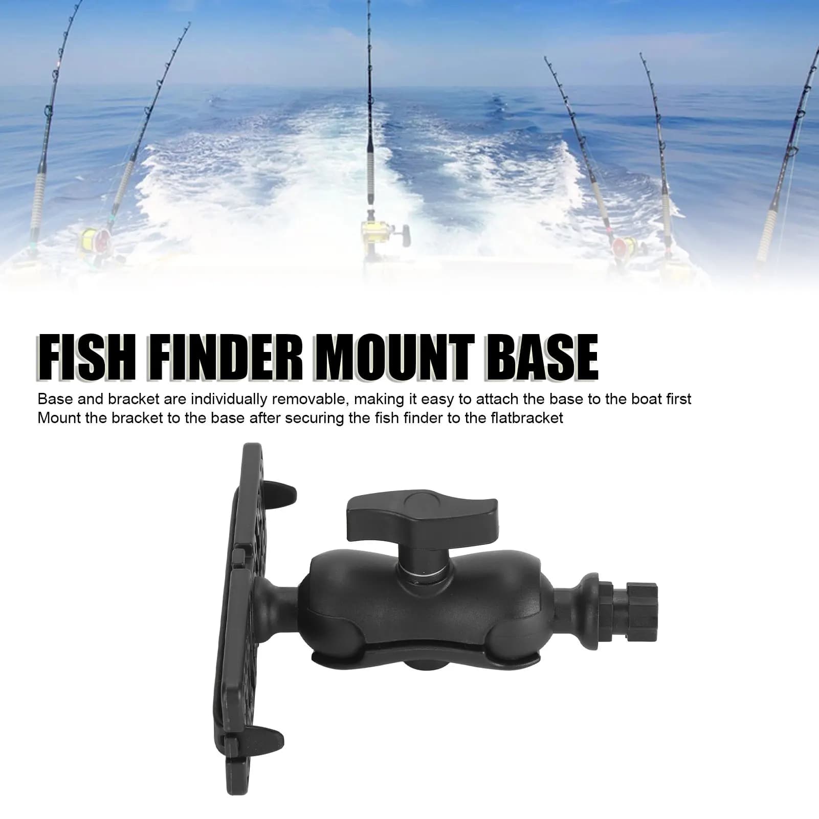 Support universel sondeur poissons rotatif 360° - fixation étanche bateau canoë kayak