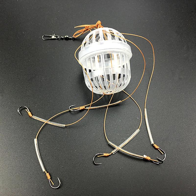 Cage amorce explosion pour carpe avec hameçons acier carbone et appâts sphériques