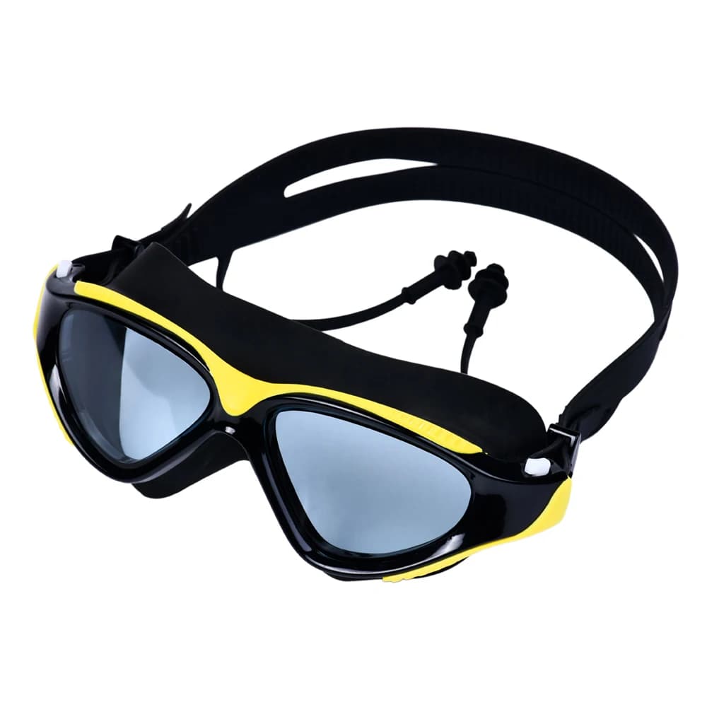 Lunettes de natation adultes HD une pièce bouchons d'oreilles étanches anti-buée grand cadre