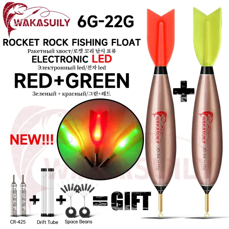 Flotteur de pêche électronique LED 2025 pour nuit, lumineux vert/rouge à 3 cornes haute visibilité