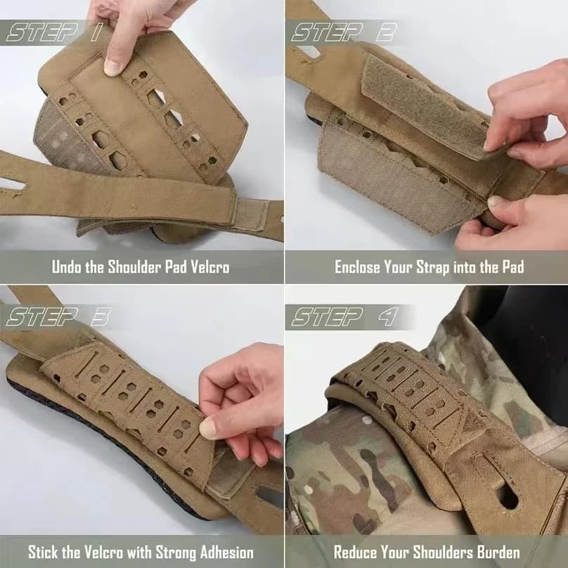 2 coussinets d'épaule tactiques anti-dérapants pour sac à dos pêche randonnée camping