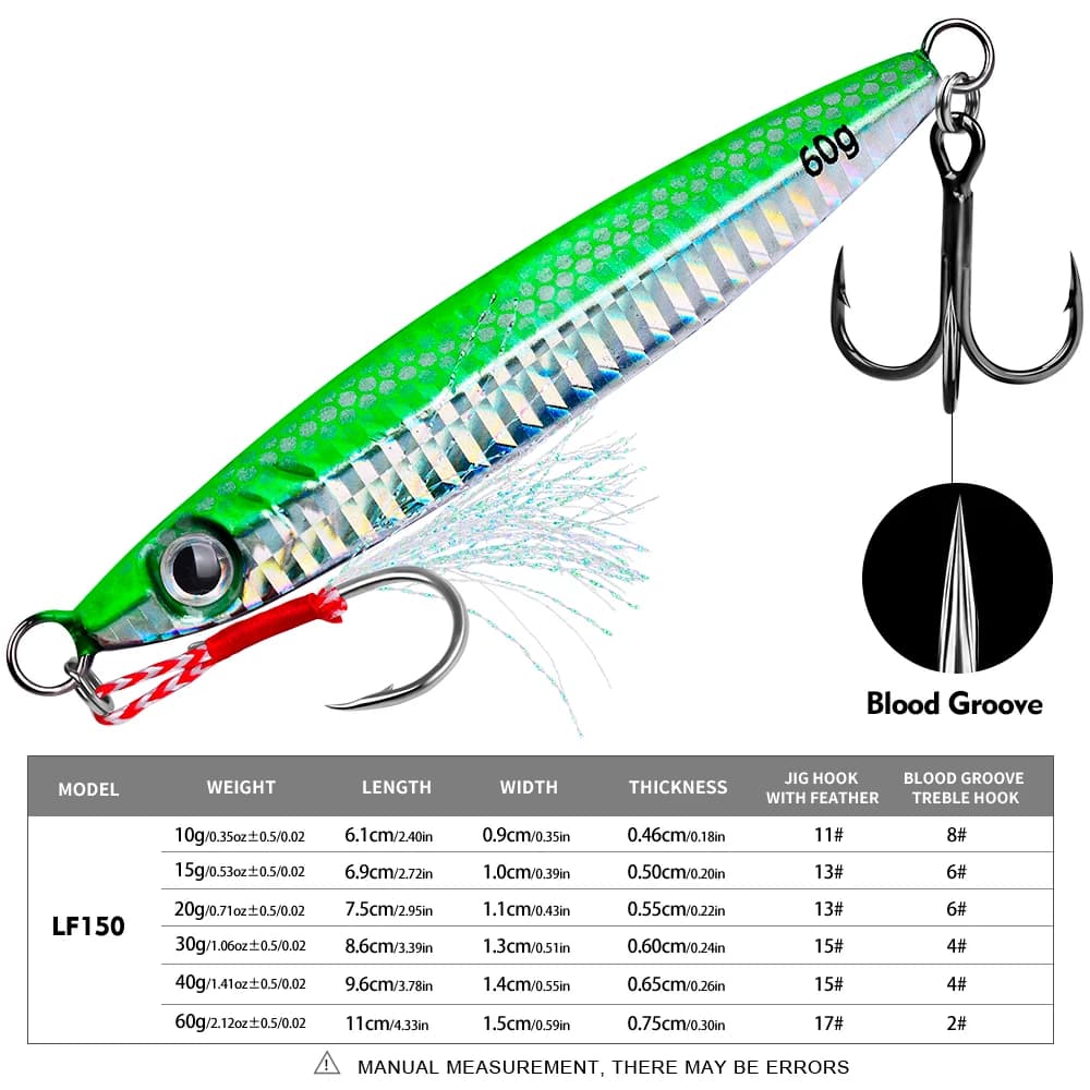 Leurre métallique bionique Proberos 10g à 60g pour la pêche en mer - Design réaliste et durable