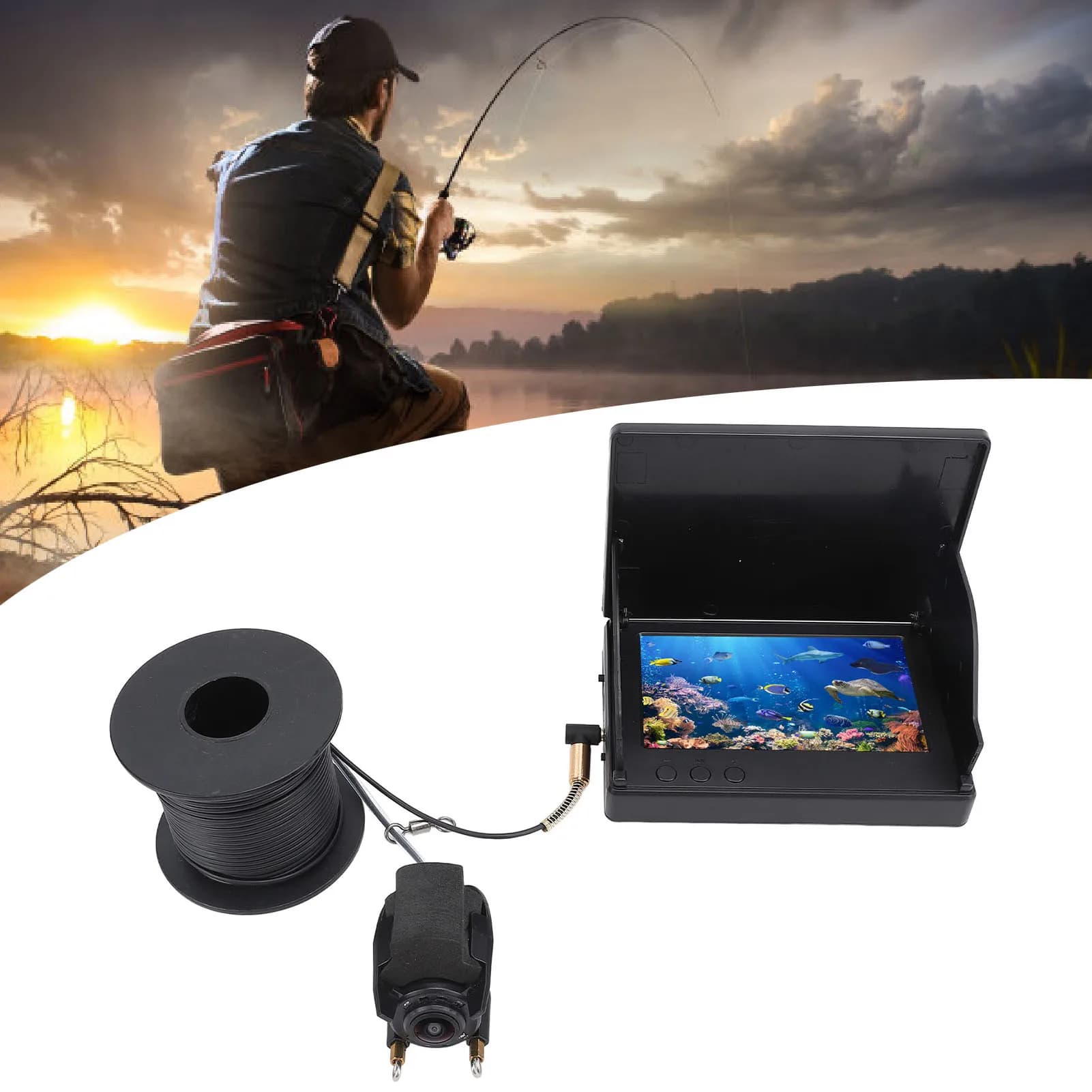 Caméra de pêche avec éclairage 500W et capteur HD 1080P pour pêche sur glace précise