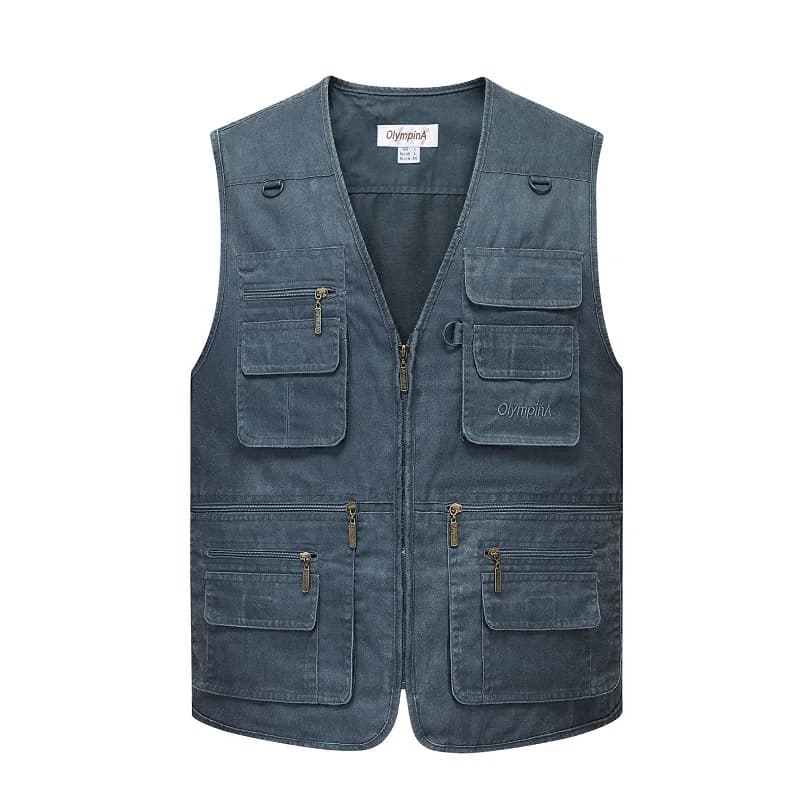 Veste homme multi-poches sans manches grande taille 10XL pêche travail extérieur printemps
